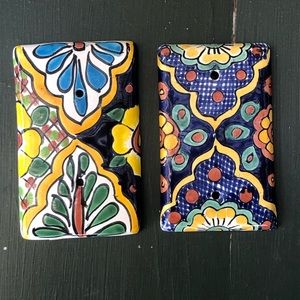 2 Talavera Mexico Handmade Painted Light Switch Covers
